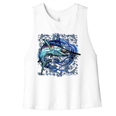 Blue Marlin Women's Racerback Cropped Tank