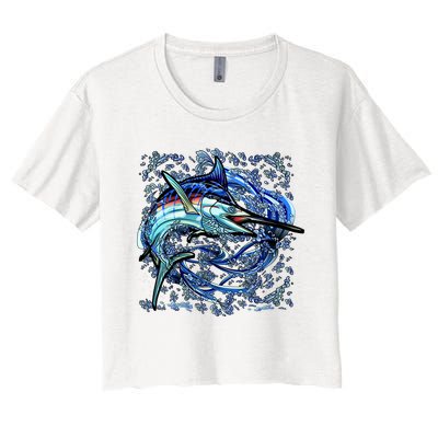 Blue Marlin Women's Crop Top Tee