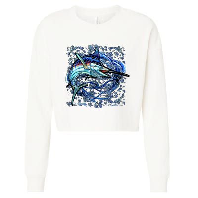 Blue Marlin Cropped Pullover Crew