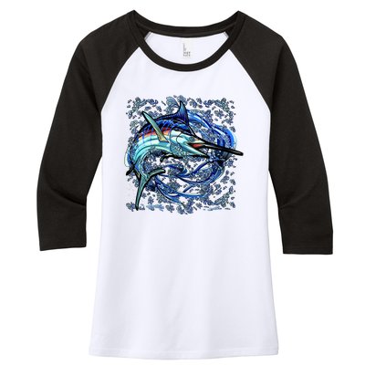 Blue Marlin Women's Tri-Blend 3/4-Sleeve Raglan Shirt