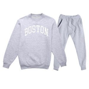 Boston Massachusetts Premium Crewneck Sweatsuit Set