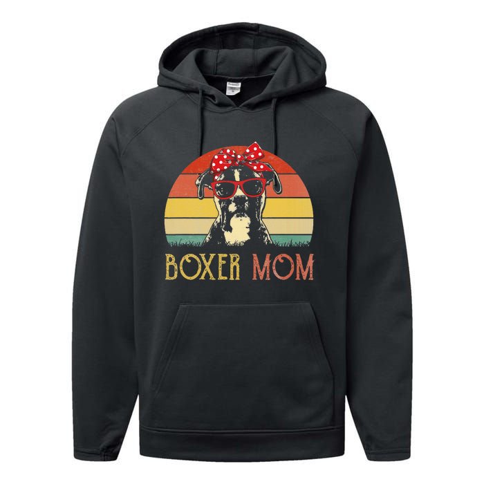 Boxer Mom Boxer Dog Mom Lover Gift Vintage Performance Fleece Hoodie