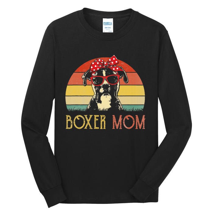 Boxer Mom Boxer Dog Mom Lover Gift Vintage Tall Long Sleeve T-Shirt