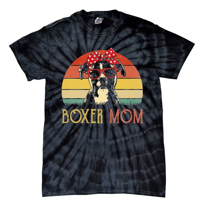 Boxer Mom Boxer Dog Mom Lover Gift Vintage Tie-Dye T-Shirt