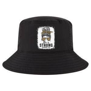 Bleached Messy Bun She Is Strong Proverbs Mother's Day Cool Comfort Performance Bucket Hat