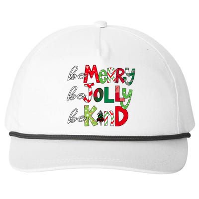 Be Merry Be Jolly Be Kind Merry Christmas Teacher Xmas Pjs Snapback Five-Panel Rope Hat