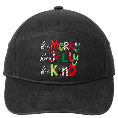 Be Merry Be Jolly Be Kind Merry Christmas Teacher Xmas Pjs 7-Panel Snapback Hat