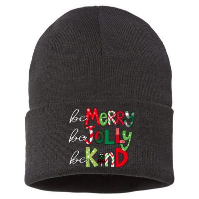 Be Merry Be Jolly Be Kind Merry Christmas Teacher Xmas Pjs Sustainable Knit Beanie