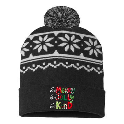 Be Merry Be Jolly Be Kind Merry Christmas Teacher Xmas Pjs USA-Made Snowflake Beanie