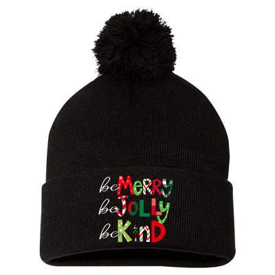 Be Merry Be Jolly Be Kind Merry Christmas Teacher Xmas Pjs Pom Pom 12in Knit Beanie