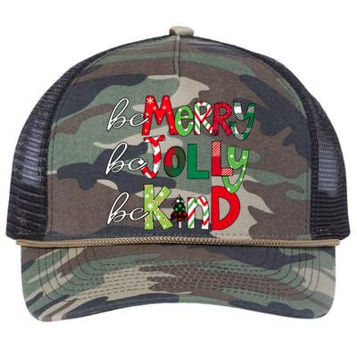 Be Merry Be Jolly Be Kind Merry Christmas Teacher Xmas Pjs Retro Rope Trucker Hat Cap