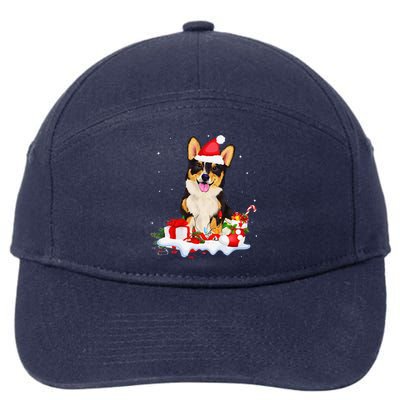 Blue Merle Cardigan Corgi Christmas Santa Hat Love Corgi 7-Panel Snapback Hat