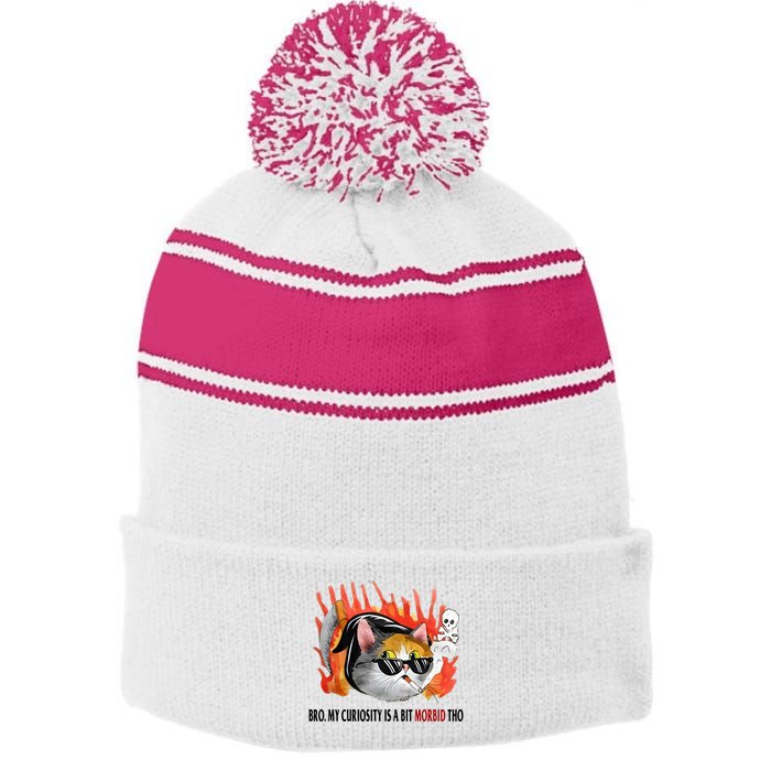 Bro My Curiosity Is A Bit Morbid Tho Stripe Pom Pom Beanie
