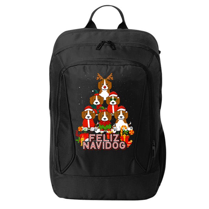 Beagle Merry Christmas Tree Lights Dog Xmas Santa Claus City Backpack