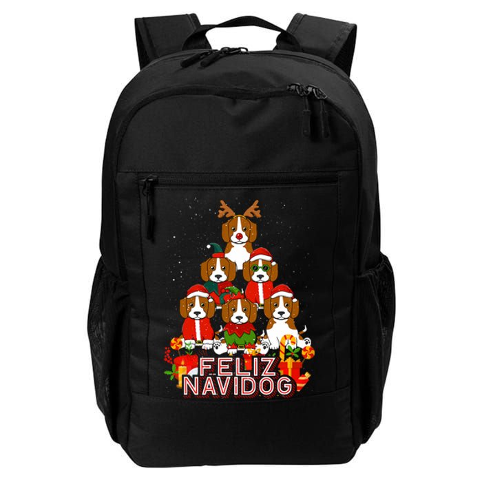 Beagle Merry Christmas Tree Lights Dog Xmas Santa Claus Daily Commute Backpack