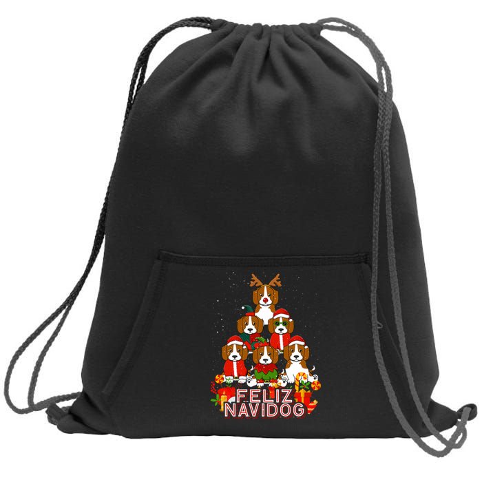 Beagle Merry Christmas Tree Lights Dog Xmas Santa Claus Sweatshirt Cinch Pack Bag