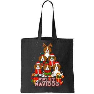 Beagle Merry Christmas Tree Lights Dog Xmas Santa Claus Tote Bag