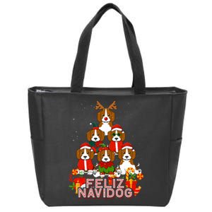 Beagle Merry Christmas Tree Lights Dog Xmas Santa Claus Zip Tote Bag