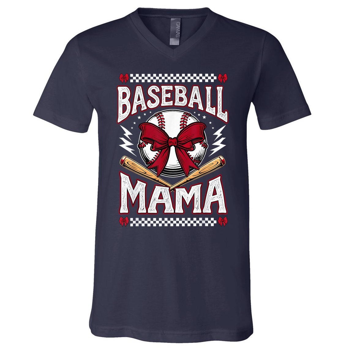 Baseball Mom Coquette Mother'S Day Girl Baseball Mama V-Neck T-Shirt