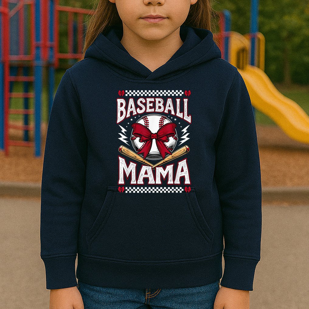 Baseball Mom Coquette Mother'S Day Girl Baseball Mama Kids Hoodie