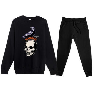 Baltimore Maryland Crow Birds Skull Hardcore Logo Premium Crewneck Sweatsuit Set