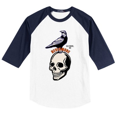 Baltimore Maryland Crow Birds Skull Hardcore Logo Baseball Sleeve Shirt