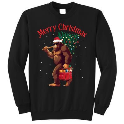 Bigfoot Merry Christmas Tree Lights Sasquatch Xmas Santa Sweatshirt