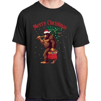 Bigfoot Merry Christmas Tree Lights Sasquatch Xmas Santa Adult ChromaSoft Performance T-Shirt