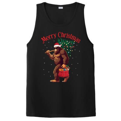 Bigfoot Merry Christmas Tree Lights Sasquatch Xmas Santa PosiCharge Competitor Tank