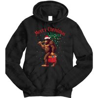 Bigfoot Merry Christmas Tree Lights Sasquatch Xmas Santa Tie Dye Hoodie