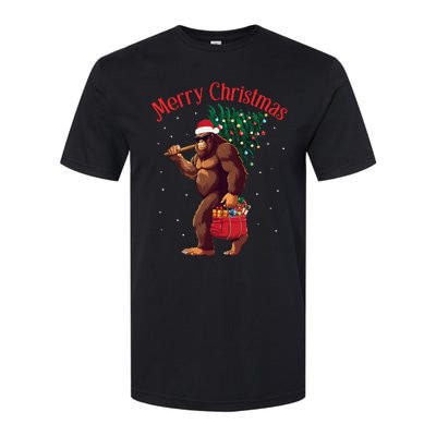 Bigfoot Merry Christmas Tree Lights Sasquatch Xmas Santa Softstyle CVC T-Shirt