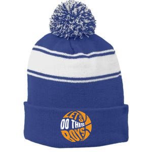 Basketball Mom Cool Gift Dad Basketball Lover Basketball Coach Gift Stripe Pom Pom Beanie