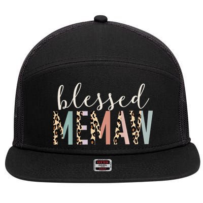 Blessed Memaw Cute Leopard funny mother's day 7 Panel Mesh Trucker Snapback Hat