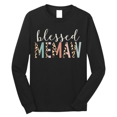 Blessed Memaw Cute Leopard funny mother's day Long Sleeve Shirt