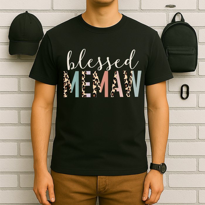 Blessed Memaw Cute Leopard funny mother's day T-Shirt
