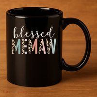 Blessed Memaw Cute Leopard funny mother's day 11oz C Handle Ceramic Mug