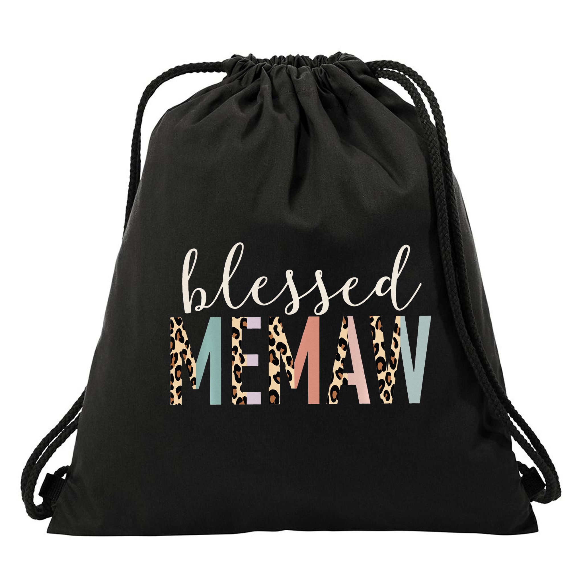 Blessed Memaw Cute Leopard funny mother's day Drawstring Bag