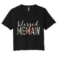 Blessed Memaw Cute Leopard funny mother's day Women's Crop Top Tee