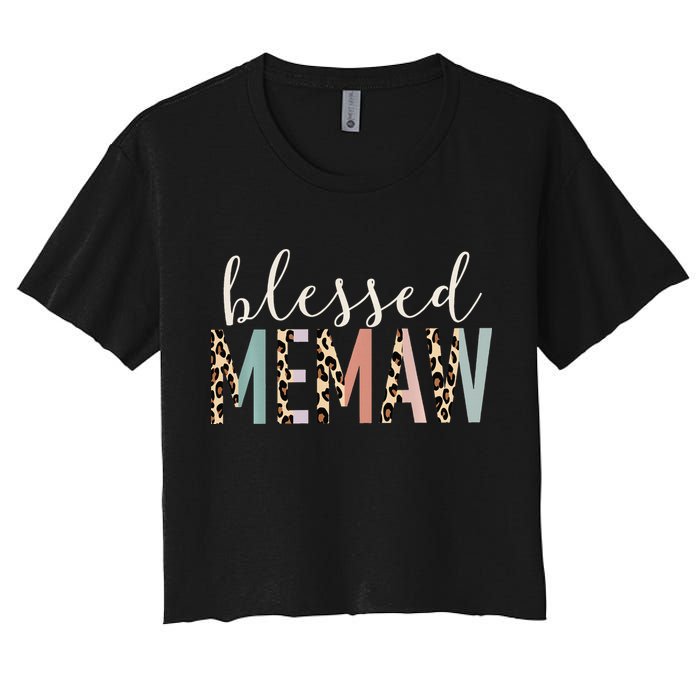Blessed Memaw Cute Leopard funny mother's day Women's Crop Top Tee