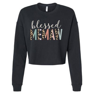 Blessed Memaw Cute Leopard funny mother's day Cropped Pullover Crew
