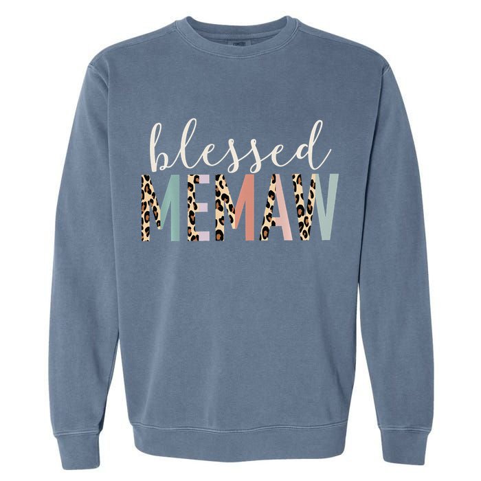 Blessed Memaw Cute Leopard funny mother's day Garment-Dyed Sweatshirt
