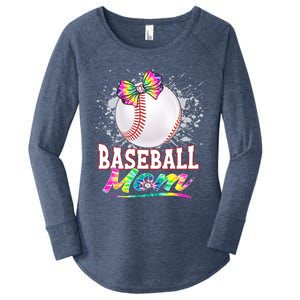 Baseball Mom Cute Tie Dye Baseball Player And Fans Gift Women's Perfect Tri Tunic Long Sleeve Shirt