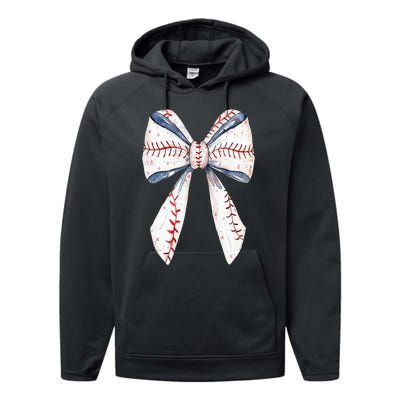 Baseball Mom Coquette Bow Mothers Day Baseball Mama Performance Fleece Hoodie