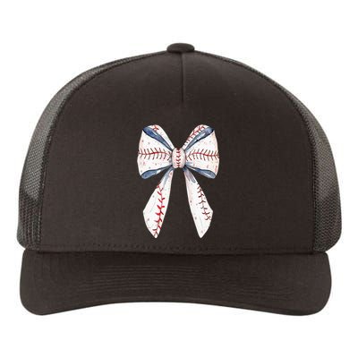 Baseball Mom Coquette Bow Mothers Day Baseball Mama Yupoong Adult 5-Panel Trucker Hat