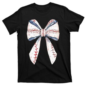 Baseball Mom Coquette Bow Mothers Day Baseball Mama T-Shirt