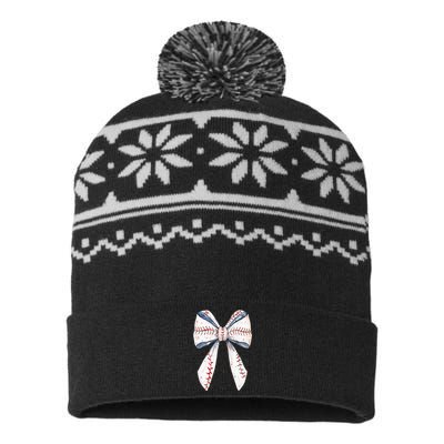 Baseball Mom Coquette Bow Mothers Day Baseball Mama USA-Made Snowflake Beanie