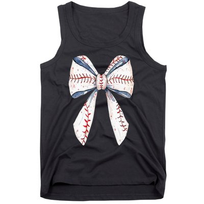 Baseball Mom Coquette Bow Mothers Day Baseball Mama Tank Top