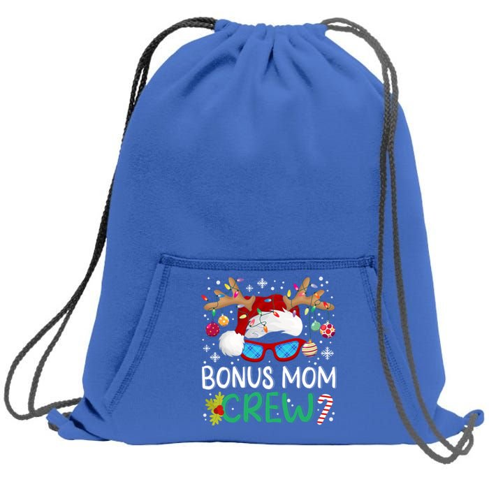 Bonus Mom Crew Santa Hat Xmas Reindeer Christmas Family Meaningful Gift Sweatshirt Cinch Pack Bag