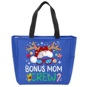 Bonus Mom Crew Santa Hat Xmas Reindeer Christmas Family Meaningful Gift Zip Tote Bag