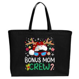 Bonus Mom Crew Santa Hat Xmas Reindeer Christmas Family Meaningful Gift Cotton Canvas Jumbo Tote